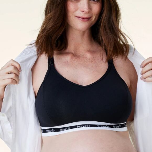 Bravado Original Organic Cotton Extended Cup Maternity and Nursing Bra Black L - Picture 1 of 7